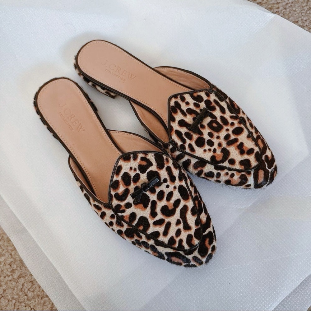 J. Crew Collection Leopard Calf Hair Leather Women's Mule